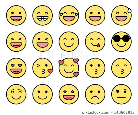 Emoji Icon Set - Colored Outline Emoji Icon Set - Colored Outline 140602932