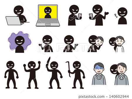 Criminal silhouette illustration set Criminal silhouette illustration set 140602944