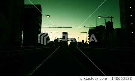 Cinematic cityscapes: Green gradient sky and streets Cinematic cityscapes: Green gradient sky and streets 140603128