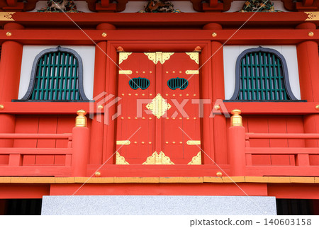 Entrance of traditional temple in Japan, Wooden door and wall of traditional Japanese old temple or shrine. Entrance of traditional temple in Japan, Wooden door and wall of traditional Japanese old temple or shrine. 140603158