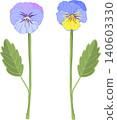 blue vector viola flowers, sprout, leaf, pansies, violets 140603330