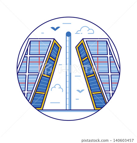 Gate of Europe KIO Towers Skyscrapers Line Icon Gate of Europe KIO Towers Skyscrapers Line Icon 140603457