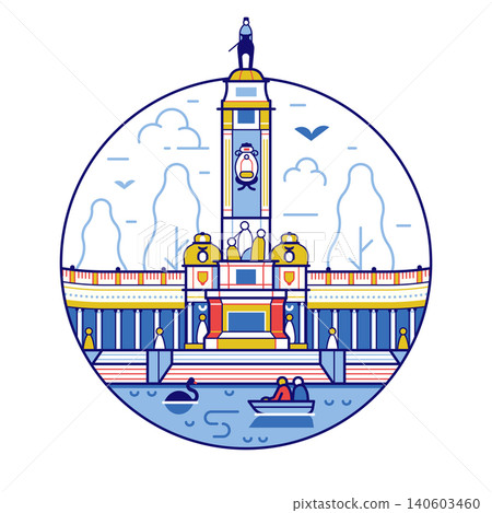 Alfonso Monument in Buen Retiro Park Line Icon Alfonso Monument in Buen Retiro Park Line Icon 140603460
