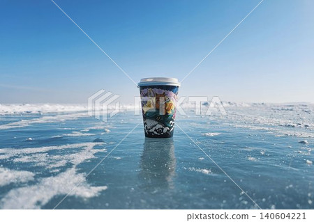 printed cup in frozen lake printed cup in frozen lake 140604221