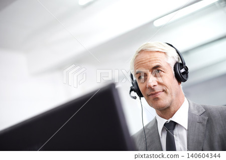 Customer service, happy and man in office with headset working on online telemarketing consultation. Smile, call center and professional male consultant with crm contact communication in workplace. Customer service, happy and man in office with headset working on online telemarketing consultation. Smile, call center and professional male consultant with crm contact communication in workplace. 140604344