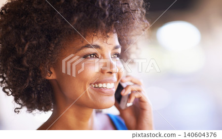 Woman, phone call and smile for networking outdoors, internet and app for communication in city. Female person, happy and internet for contact, connection and conversation on weekend trip to Brazil Woman, phone call and smile for networking outdoors, internet and app for communication in city. Female person, happy and internet for contact, connection and conversation on weekend trip to Brazil 140604376