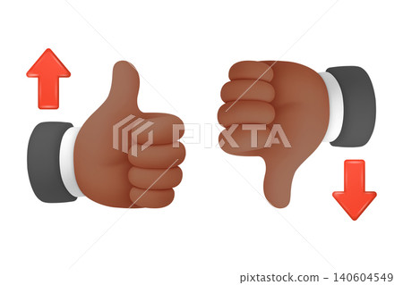 Vector Thumbs Up And Thumbs Down. Like and Dislike Hand Gestures Isolated. Approval and Rejection Symbols with Up and Down Arrows. Rating Feedback Design 140604549