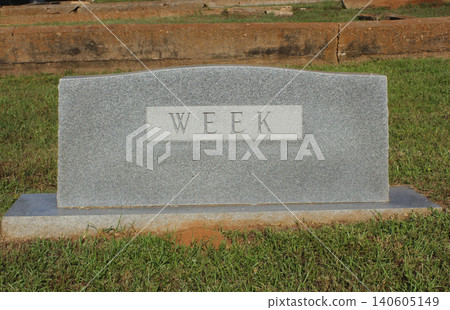 Headstone in Cemetery With Word Week Engraved Headstone in Cemetery With Word Week Engraved 140605149