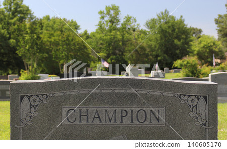 Headstone in Cemetery With Word Champion Headstone in Cemetery With Word Champion 140605170