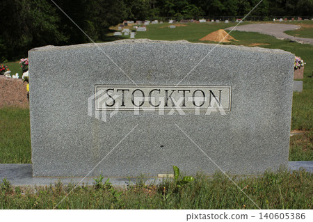 Headstone in Cemetery With Word Stockton Engraved Headstone in Cemetery With Word Stockton Engraved 140605386