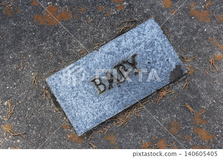 Marble Brick in Cemetery With Word Baby Engraved 140605405