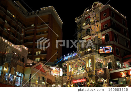 Night view of American Village Night view of American Village 140605526