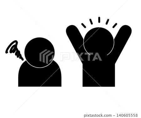 A set of pictograms showing people recovering from depression. A set of pictograms showing people recovering from depression. 140605558