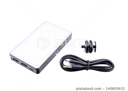 video light with cable and mount on white background video light with cable and mount on white background 140605631