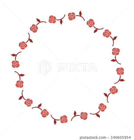 Rose flower wreath frame illustration, red 140605954