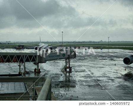 Buenos Aires, Argentina - April 21, 2026: Commercial aircraft and airport apron infrastructure at Ezeiza Buenos Aires, Argentina - April 21, 2026: Commercial aircraft and airport apron infrastructure at Ezeiza 140605972