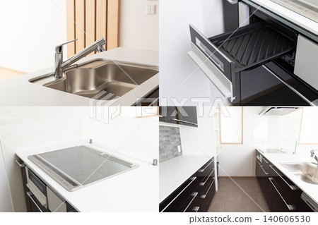 Kitchen area in a newly built house 140606530