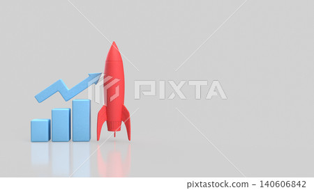Rocket Launch And Rising Chart For Business Growth 3d render. Rocket Launch And Rising Chart For Business Growth 3d render. 140606842
