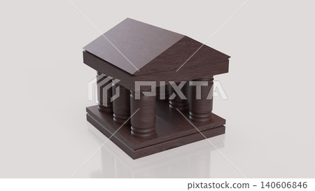 Wooden Classical Bank Building Finance Concept 3d render. Wooden Classical Bank Building Finance Concept 3d render. 140606846