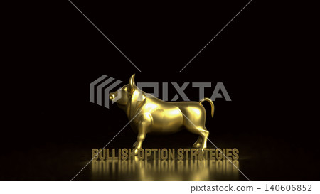 Golden Bullish Option Strategies Investment Concept Display 3d render. Golden Bullish Option Strategies Investment Concept Display 3d render. 140606852