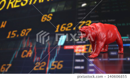 Red Bear Market Warning On Digital Trading Screen 3d render. Red Bear Market Warning On Digital Trading Screen 3d render. 140606855