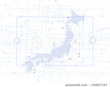 白色背景上的日本地圖與電路圖 140607167