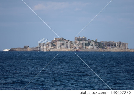 (An island sleeping in the sea) A view of Gunkanjima, which once flourished as an underwater coal mine. (An island sleeping in the sea) A view of Gunkanjima, which once flourished as an underwater coal mine. 140607220