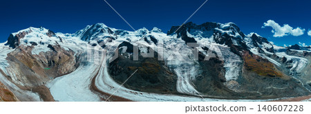 High Alps mountains with glacier panoramic view High Alps mountains with glacier panoramic view 140607228