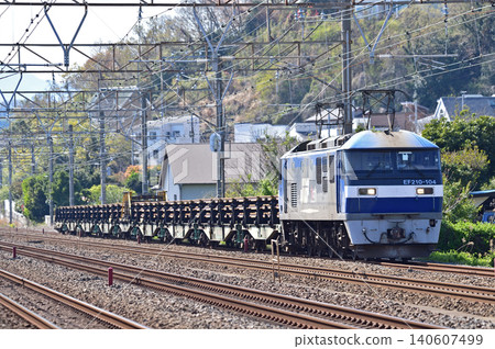Tokaido Main Line, Ninomiya - Oiso, JR Freight, EF210-104 (Suita) + Nippon Steel Chiki Tokaido Main Line, Ninomiya - Oiso, JR Freight, EF210-104 (Suita) + Nippon Steel Chiki 140607499