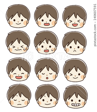 Children's facial expression icon set Children's facial expression icon set 140607591