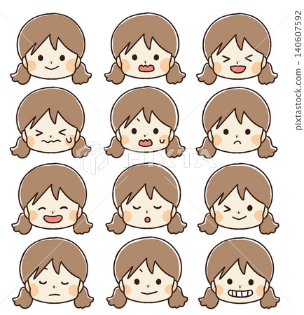 Children's facial expression icon set Children's facial expression icon set 140607592
