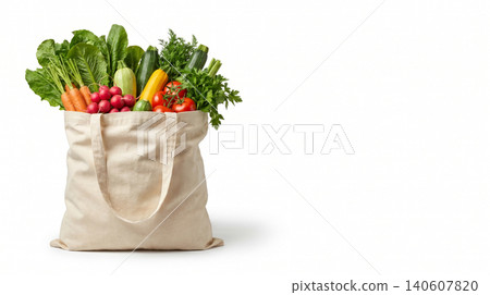 Reusable canvas tote bag filled with fresh organic vegetables plant based shopping bag grocery bag vegetables shopping reusable agriculture environment sustainable background nutritious Reusable canvas tote bag filled with fresh organic vegetables plant based shopping bag grocery bag vegetables shopping reusable agriculture environment sustainable background nutritious 140607820