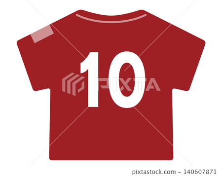 Illustration of a maroon jersey with the number 10 on it (soccer sports) / Vector material Illustration of a maroon jersey with the number 10 on it (soccer sports) / Vector material 140607871