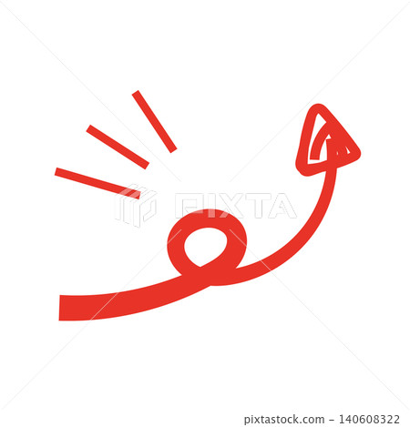 Pop art style hand-drawn red swirling arrows and inspiration lines illustration material 140608322