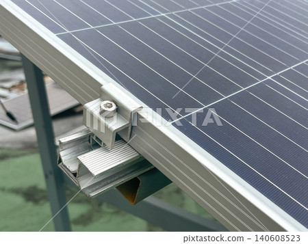 Aluminuim solar mounting holder on rooftop. Aluminuim solar mounting holder on rooftop. 140608523