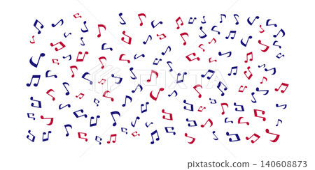 Playful red and blue musical notes scattered across create a joyful, festive pattern perfect for music-themed designs, invitations, posters, and decorative projects Playful red and blue musical notes scattered across create a joyful, festive pattern perfect for music-themed designs, invitations, posters, and decorative projects 140608873