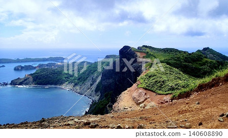 A view near the cliff of Heart Rock on Chichijima Island in the Ogasawara Islands, Tokyo. A view near the cliff of Heart Rock on Chichijima Island in the Ogasawara Islands, Tokyo. 140608890
