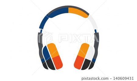Music - Colorful Segmented Headphones Icon Flat Design Blue Orange Red Gray White Abstract Style Music - Colorful Segmented Headphones Icon Flat Design Blue Orange Red Gray White Abstract Style 140609431
