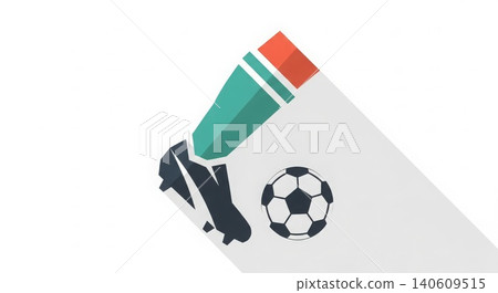 Sports - Flat Design Soccer Cleat Boot with Ball and Teal Orange Striped Sock Illustration Icon Sports - Flat Design Soccer Cleat Boot with Ball and Teal Orange Striped Sock Illustration Icon 140609515