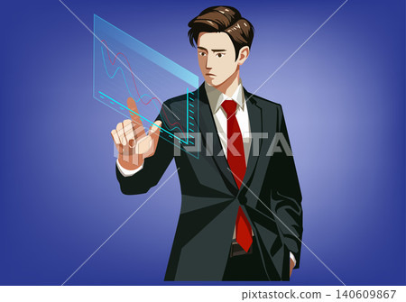 Professional Businessman Analyzing Digital Data Chart Illustration Professional Businessman Analyzing Digital Data Chart Illustration 140609867