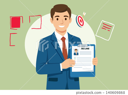 Professional Businessman Holding Resume Clipboard Illustration Professional Businessman Holding Resume Clipboard Illustration 140609868