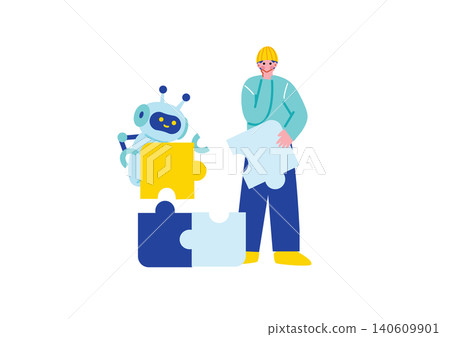 Illustration of a man using AI 140609901