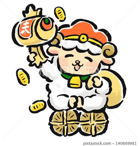 羊(羊年)以大黑天(財神)的形像出現 羊(羊年)以大黑天(財神)的形像出現 140609981