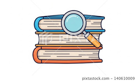 Education - Stack of Books with Magnifying Glass Flat Design Icon for Research and Study Concept Education - Stack of Books with Magnifying Glass Flat Design Icon for Research and Study Concept 140610009