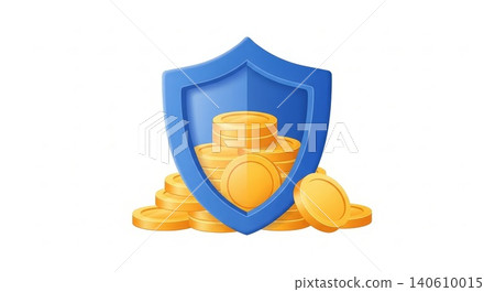 Finance - Blue Security Shield Protecting Stacked Gold Coins Symbolizing Financial Safety and Wealth Finance - Blue Security Shield Protecting Stacked Gold Coins Symbolizing Financial Safety and Wealth 140610015