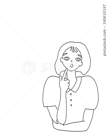 Illustration of a thinking woman (right-aligned, for copy space) 140610197