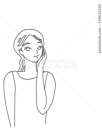 插圖:一位女士面帶微笑,一手輕撫臉頰(左對齊,留有文字空間) 插圖:一位女士面帶微笑,一手輕撫臉頰(左對齊,留有文字空間) 140610200