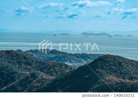 【瀨戶內海國立公園】湯達立山:初冬景色,遠眺總島之外的頭島和家島,岡山縣備前市 【瀨戶內海國立公園】湯達立山:初冬景色,遠眺總島之外的頭島和家島,岡山縣備前市 140610331