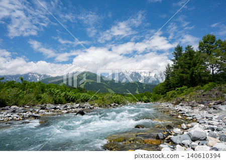 A pristine landscape: mountains and rivers, Hakuba Village, Nagano Prefecture A pristine landscape: mountains and rivers, Hakuba Village, Nagano Prefecture 140610394
