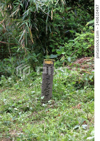 A marker for a communication cable stuck in the side of the Abt Railway trail. A marker for a communication cable stuck in the side of the Abt Railway trail. 140610497